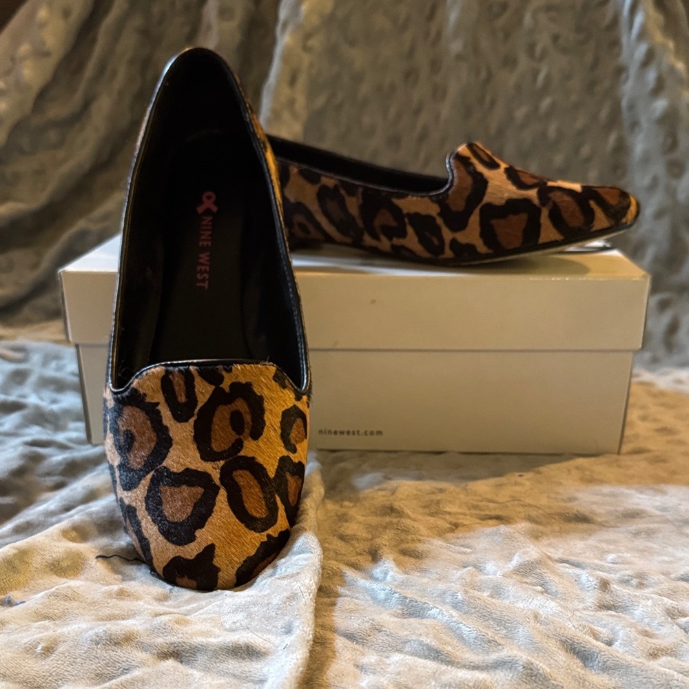 Nine West Tan and Black Animal Print Loafers